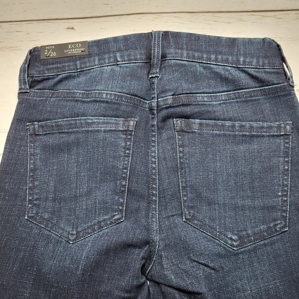 Liverpool Gia Glider Crop Jeans Pull On Split Raw Hem Flare Columbia Dark 26P - Picture 8 of 11